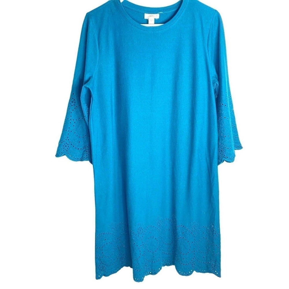 Blue Eyelet Trim Dress